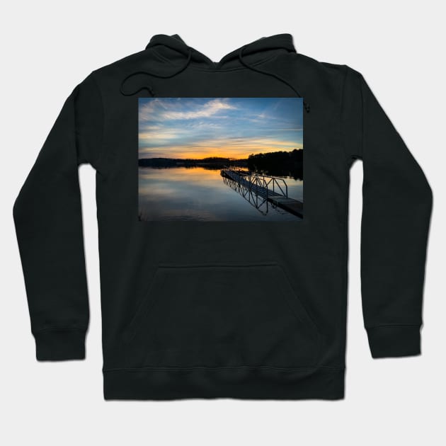 Sunset at Lake Lanier Boat Dock Hoodie by Ckauzmann